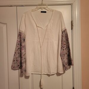 Boho white gauze top